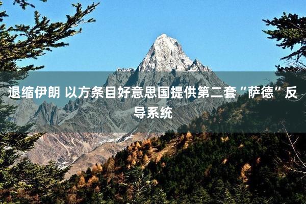 退缩伊朗 以方条目好意思国提供第二套“萨德”反导系统