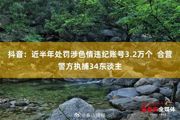 抖音：近半年处罚涉色情违纪账号3.2万个  合营警方执捕34东谈主