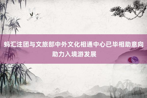 蚂汇注团与文旅部中外文化相通中心已毕相助意向 助力入境游发展