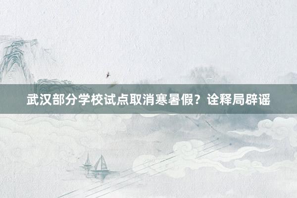 武汉部分学校试点取消寒暑假？诠释局辟谣