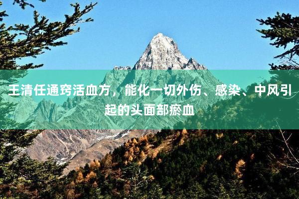 王清任通窍活血方，能化一切外伤、感染、中风引起的头面部瘀血